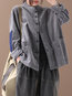 Shirt Collar Long Plain Cotton Applique Coat (Style V101706)