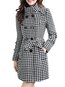 Stand Collar Slim Date Night Plaid Button Coat (Style V101711)