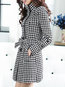 Stand Collar Slim Date Night Plaid Button Coat (Style V101711)