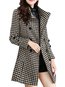 Stand Collar Slim Date Night Plaid Button Coat (Style V101711)