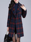 Shawl Collar Long Elegant Plaid Button Coat (Style V101716)