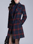 Shawl Collar Long Elegant Plaid Button Coat (Style V101716)