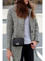 Shawl Collar Loose Houndstooth Polyester Button Coat (Style V101718)
