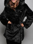 Hooded Long Elegant Plain Fauxfur Coat (Style V101733)