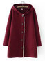 Hooded Loose Casual Plain Button Coat (Style V101739)