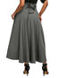 Maxi Pleated Elegant Pockets Plain Skirt (Style V101746)