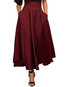 Maxi Pleated Elegant Pockets Plain Skirt (Style V101746)