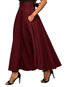 Maxi Pleated Elegant Pockets Plain Skirt (Style V101746)