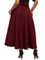 Maxi Pleated Elegant Pockets Plain Skirt (Style V101746)