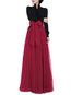 Maxi A-line Elegant Mesh Tulle Plain Skirt (Style V101748)