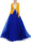 Maxi A-line Elegant Mesh Tulle Plain Skirt (Style V101748)