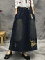 Ankle Length Straight Slow Life Denim Animal Skirt (Style V101750)