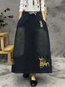 Ankle Length Straight Slow Life Denim Animal Skirt (Style V101750)