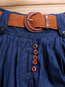 Ankle Length A-line Slow Life Belt Denim Skirt (Style V101751)