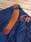 Ankle Length A-line Slow Life Belt Denim Skirt (Style V101751)