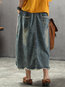 Ankle Length Loose Date Night Pockets Denim Skirt (Style V101753)