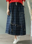 Ankle Length Loose Slow Life Pockets Plaid Skirt (Style V101756)