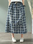 Ankle Length Loose Slow Life Pockets Plaid Skirt (Style V101756)