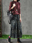 Ankle Length Lantern Slow Life Pattern Denim Skirt (Style V101760)