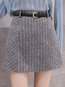 A-line Office Belt Wool Striped Skirt (Style V101764)