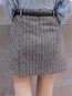 A-line Office Belt Wool Striped Skirt (Style V101764)