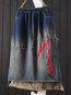 Ankle Length Loose Slow Life Patchwork Denim Skirt (Style V101765)