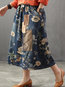 Ankle Length Loose Patchwork Denim Floral Skirt (Style V101766)