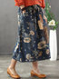 Ankle Length Loose Patchwork Denim Floral Skirt (Style V101766)