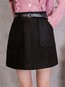 Mini A-line Office Belt Wool Skirt (Style V101767)