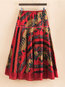 Mid-Calf A-line Slow Life Patchwork Cotton Skirt (Style V101768)