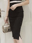 Pencil Office Belt Polyester Plain Skirt (Style V101771)