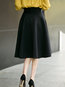Knee Length Office Ruffle Cotton Blends Plain Skirt (Style V101773)