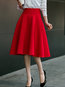Knee Length Office Zipper Cotton Blends Plain Skirt (Style V101781)