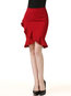 Mini Bodycon Office Polyester Plain Skirt (Style V101783)