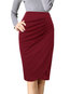 Knee Length Pencil Office Patchwork Plain Skirt (Style V101786)