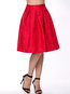 Knee Length Pleated Pattern Cotton Blends Plain Skirt (Style V101793)