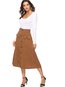 Mid-Calf A-line Slow Life Button Plain Skirt (Style V101800)