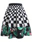 Knee Length A-line Slow Life Cotton Blends Plaid Skirt (Style V101802)