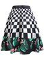 Knee Length A-line Slow Life Cotton Blends Plaid Skirt (Style V101802)