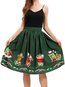 Knee Length Pleated Western Ruffle Polyester Skirt (Style V101808)
