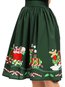 Knee Length Pleated Western Ruffle Polyester Skirt (Style V101808)