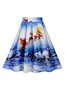 Knee Length Fit and Flare Western Polyester Star Skirt (Style V101809)