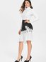 Knee Length Fit and Flare Western Lace Polyester Skirt (Style V101810)