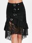 Mid-Calf Western Patchwork Polyester Plain Skirt (Style V101811)