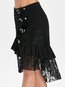 Mid-Calf Western Patchwork Polyester Plain Skirt (Style V101811)