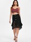 Mid-Calf Western Patchwork Polyester Plain Skirt (Style V101811)