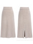 Straight Office Cut Out Knitted Plain Skirt (Style V101818)