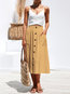 Loose Slow Life Button Linen Plain Skirt (Style V101825)