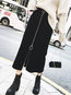 Mid-Calf Straight Office Button Plain Skirt (Style V101838)
