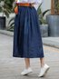 Mid-Calf Western Ruffle Denim Plain Skirt (Style V101840)